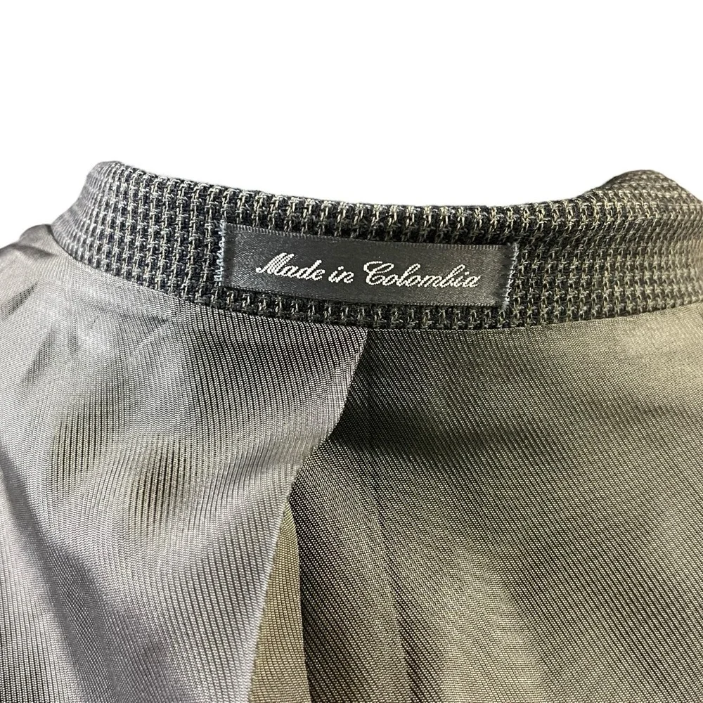 Oscar de la Renta‎ Blazer Mens 42R Grey Wool Micro Check 3 Button Sport Coat